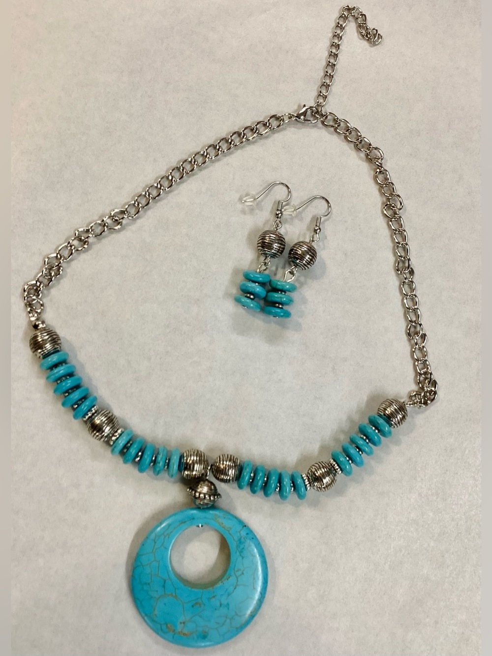 Goddess ⚡️ τυρκουάζ Pendant Necklace & Earrings Set 🩵